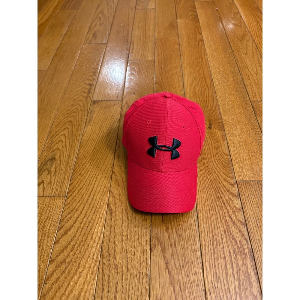 Under Armour Kids Blitzing Classic Fit Hat Red Black M/L Logo Cap